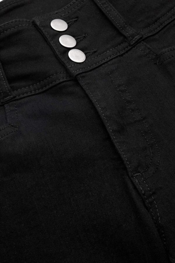 Jean παντελόνι με 3 κουμπιά σε denim black χρώμα 