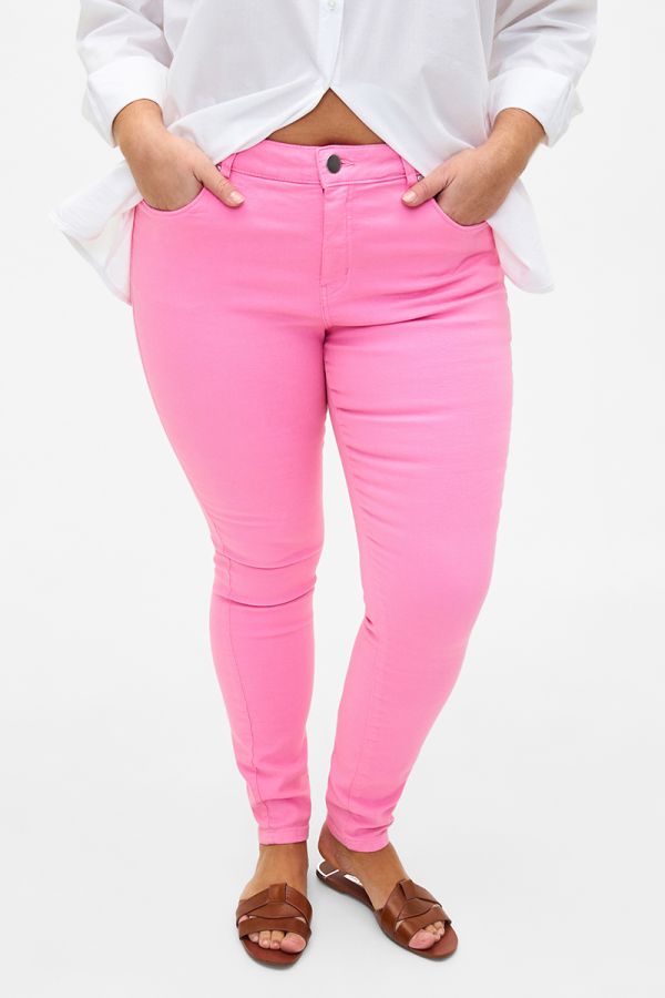 Ψηλόμεσο slim jean σε ροζ χρώμα