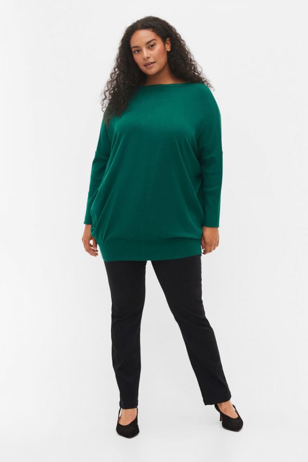 Πλεκτή μπλούζα με ραφή στη μέση σε πράσινο χρώμα 1xl,2xl,3xl,4xl,5xl