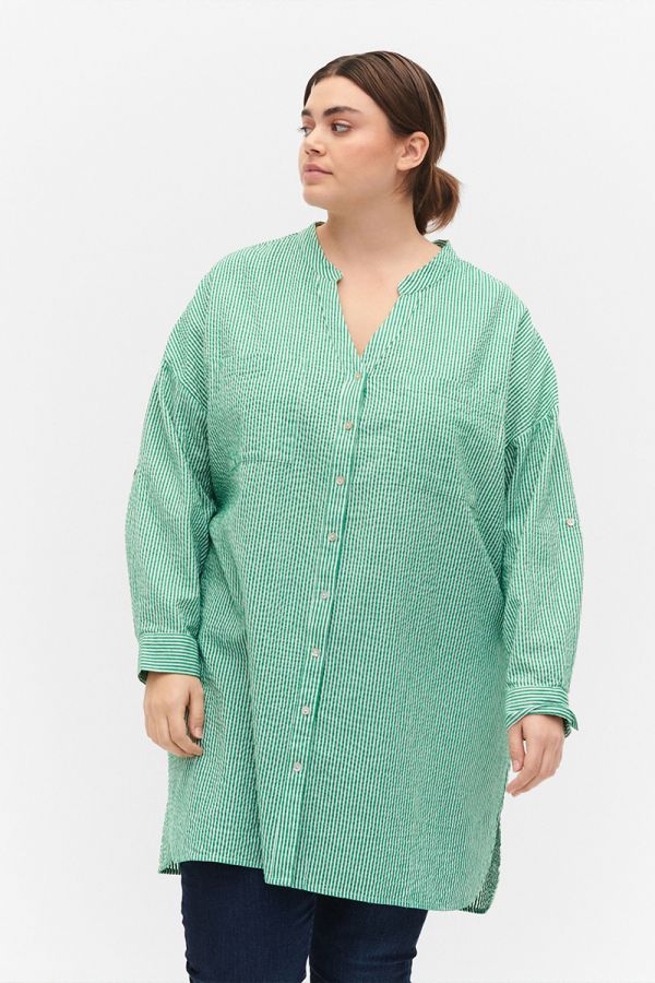 Ριγε πουκαμίσα με τσέπες σε πράσινο χρώμα 1xl 2xl 3xl 4xl 5xl 