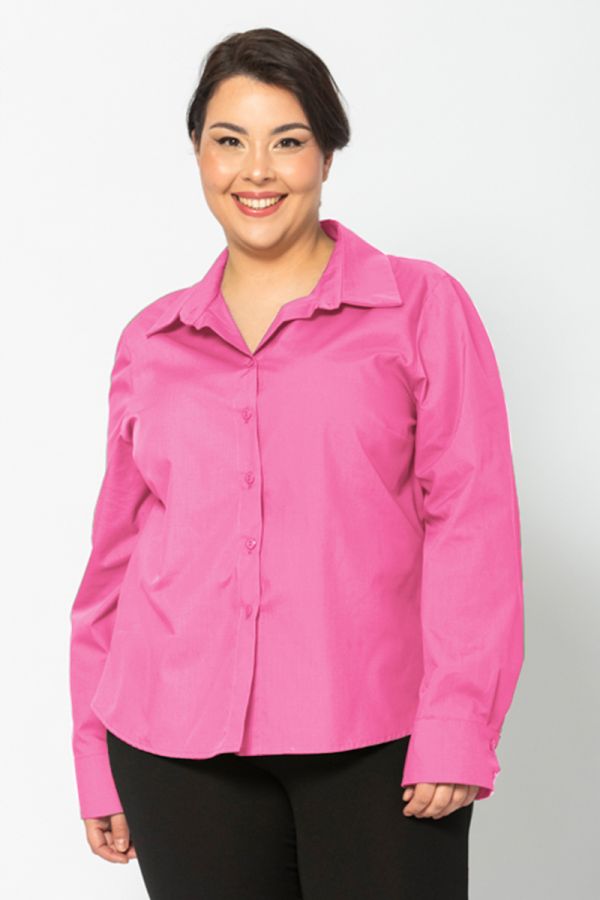 Κλασικό βαμβακερό πουκάμισο σε ροζ χρώμα 1xl 2xl 3xl 4xl 5xl 
