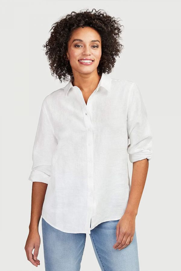 Λινό πουκάμισο σε λευκό χρώμα