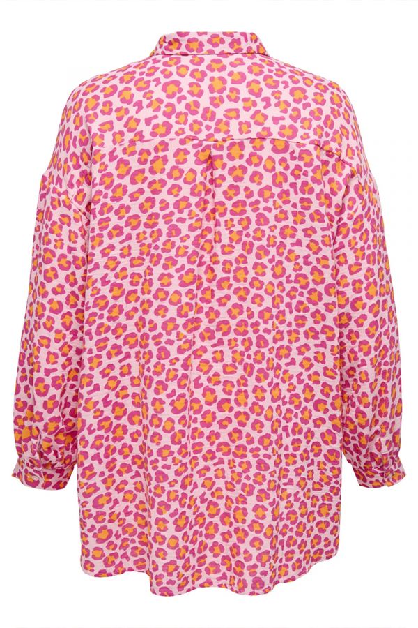 Πουκάμισο με animal print σε φουξ χρώμα