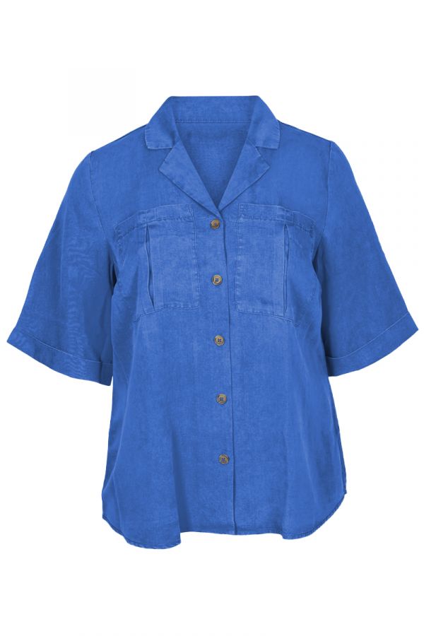 Πουκάμισο με μπροστινές τσέπες σε μπλε χρώμα