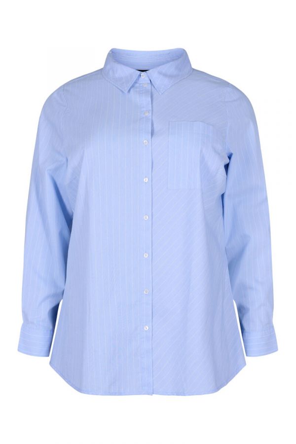 Ριγέ πουκάμισο με τσέπη σε γαλάζιο χρώμα