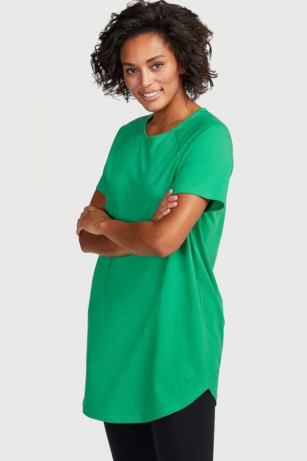 Πράσινη κοντομάνικη μπλούζα με στρογγυλή λαιμόκοψη (1+1)