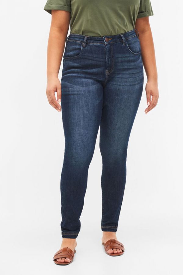 Ψηλόμεσο jean σε slim fit σε dark blue denim χρώμα