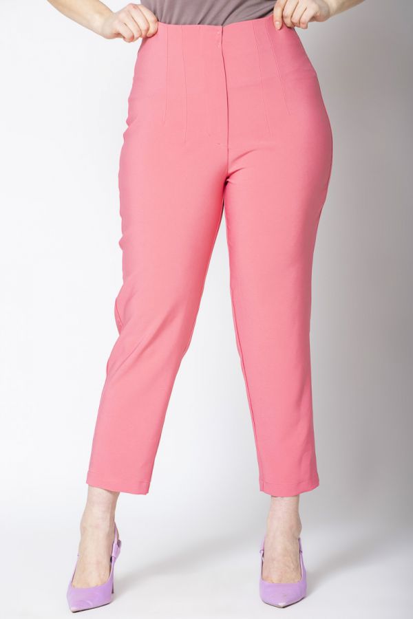 Ψηλόμεσο παντελόνι σε ροζ χρώμα 