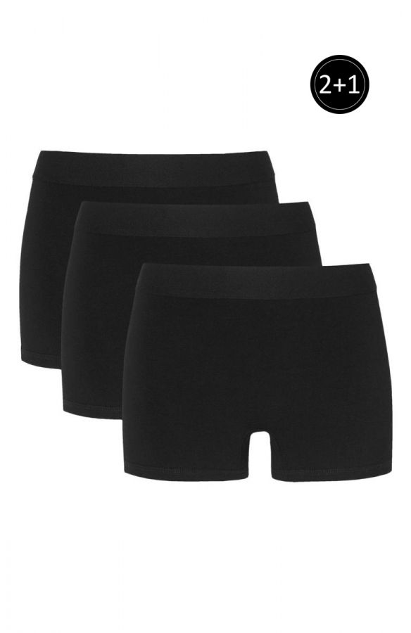 Ψηλόμεσο shorts εσώρουχο με λάστιχο (2+1 τμχ Μαύρο)
