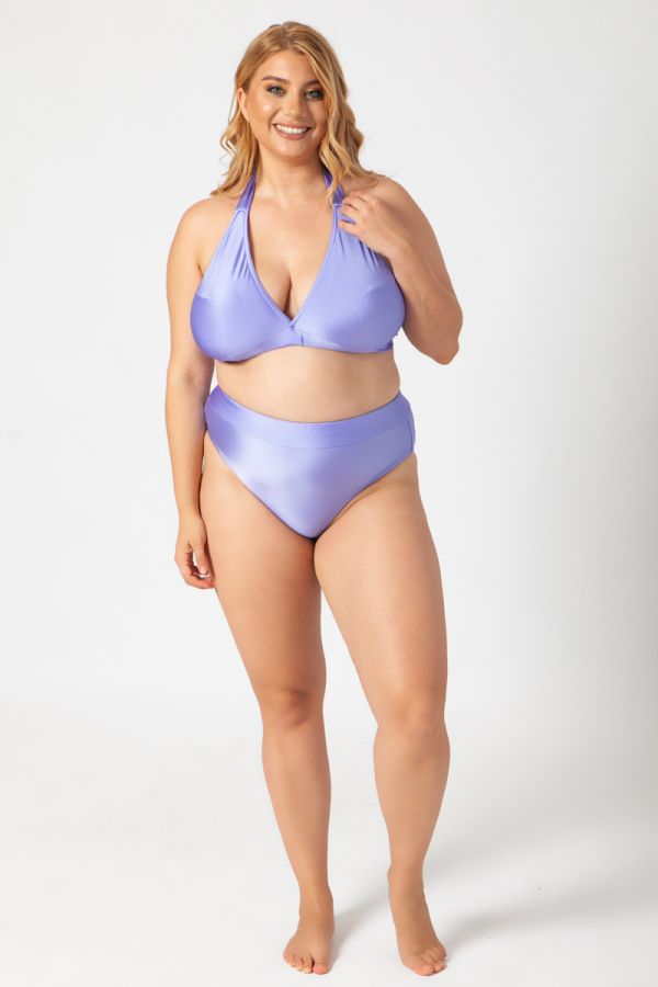 Ψηλόμεσο σκαφτό bikini-slip σε λιλά χρώμα