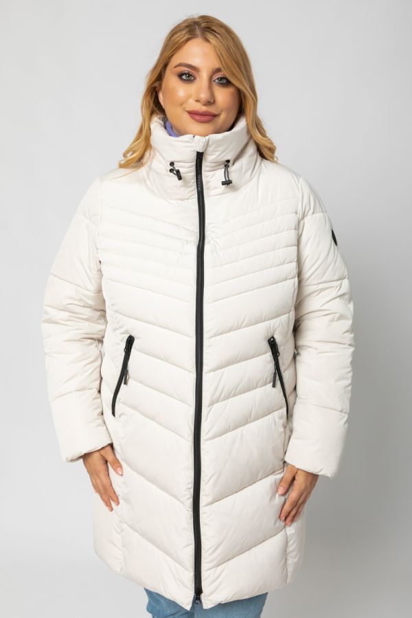 Puffer μπουφάν με ψηλό λαιμό σε λευκό χρώμα