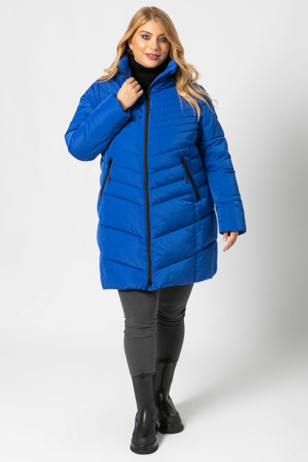 Puffer μπουφάν με ψηλό λαιμό σε ρουά χρώμα