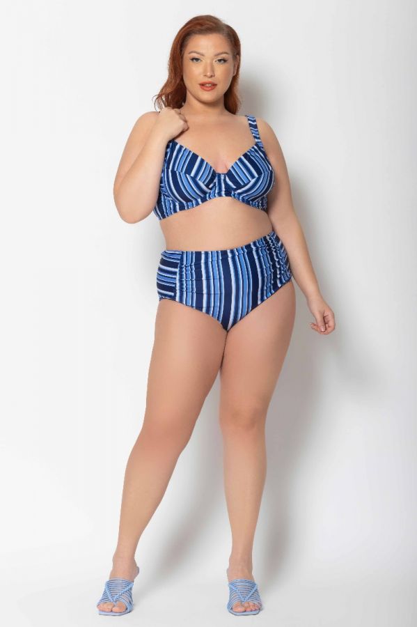 Ριγέ bikini-top με μπανέλα σε μπλε χρώμα