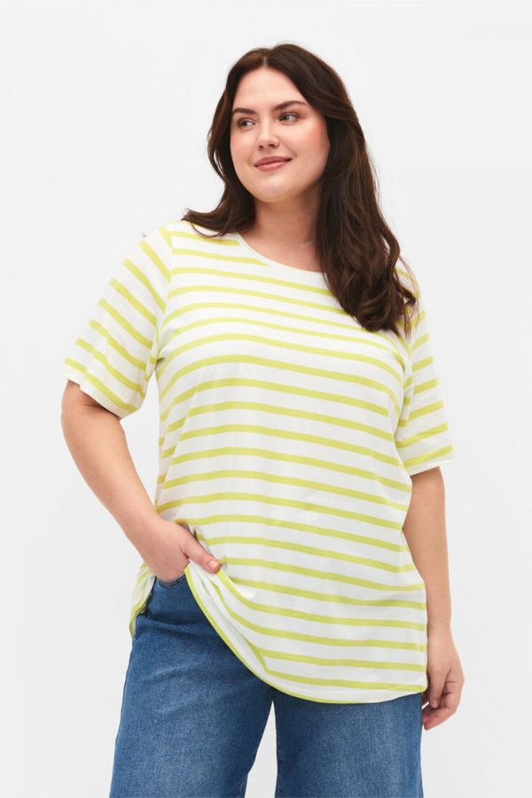 Κοντομάνικο ριγέ t-shirt σε lime χρώμα 1xl 2xl 3xl 4xl 5xl 