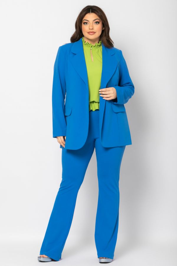 Σετ κοστούμι σακάκι μακρύ και παντελόνι καμπάνα σε ραφ χρώμα 1xl 2xl 3xl 4xl 5xl 