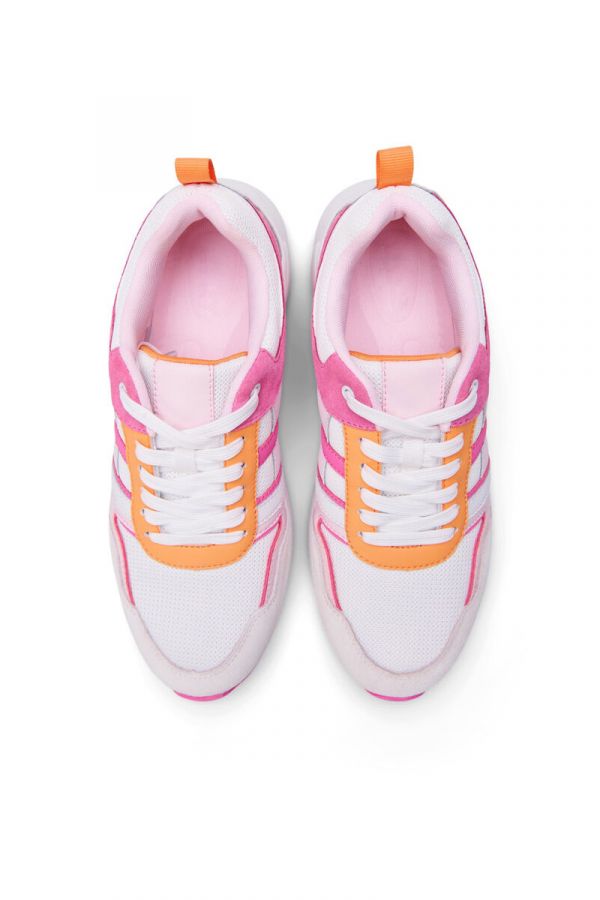 Wide fit sneakers με κορδόνια σε ροζ χρώμα 1xl 2xl 3xl 4xl 5xl 