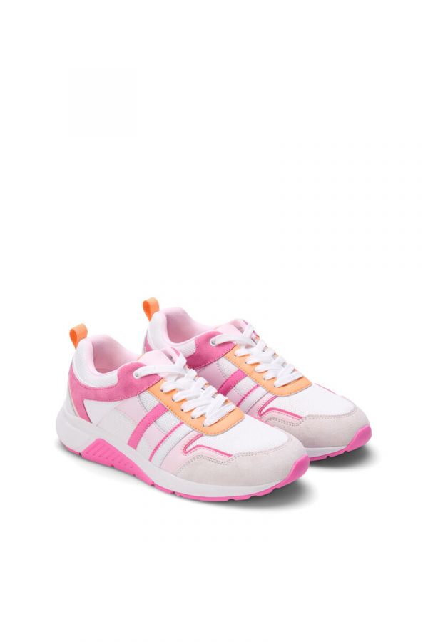 Wide fit sneakers με κορδόνια σε ροζ χρώμα 1xl 2xl 3xl 4xl 5xl 