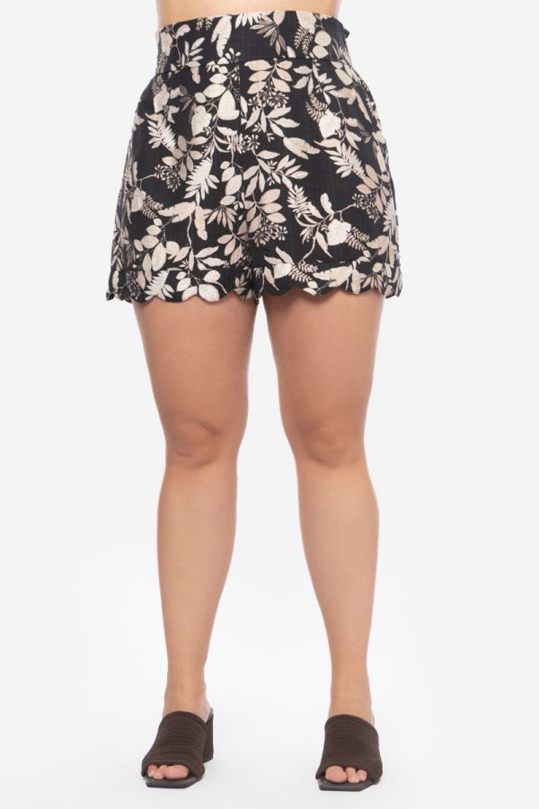 Ψηλόμεσο floral shorts σε τύπος χρώμα