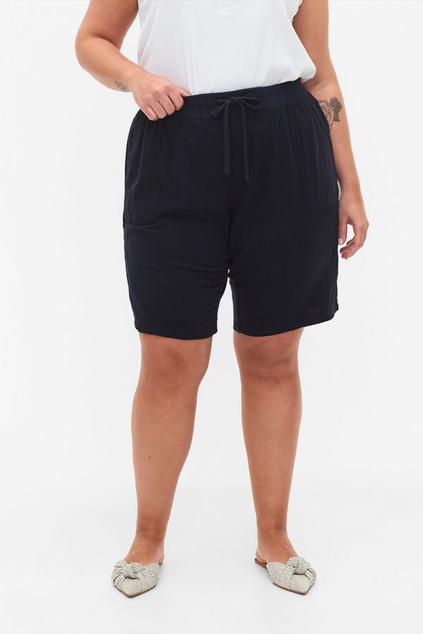 Shorts με λάστιχο στη μέση σε μπλε σκούρο χρώμα