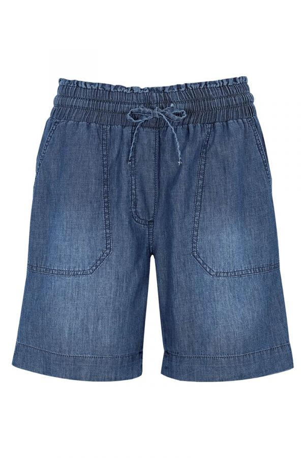 Tencel shorts με λάστιχο σε denim blue χρώμα 