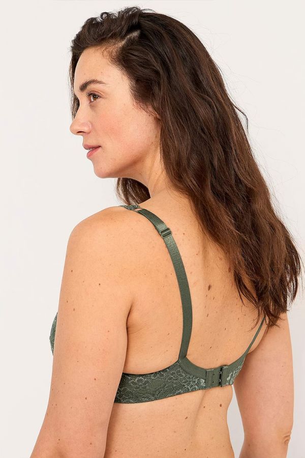 Bralette με δαντέλα σε χακί χρώμα