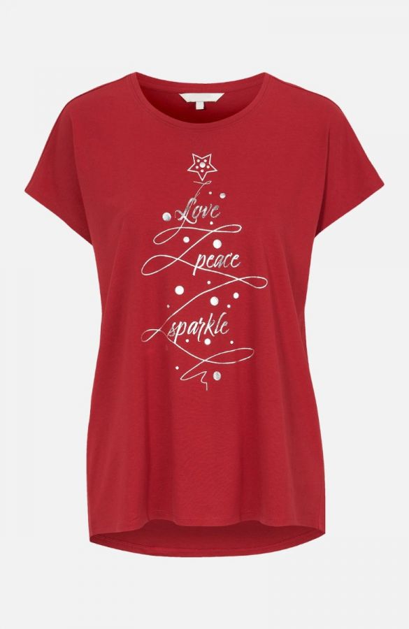 T-shirt με γιορτινό τύπωμα σε κόκκινο χρώμα 