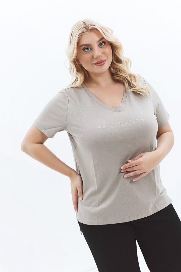 T-shirt με στρας 'Abundance' σε μπεζ χρώμα