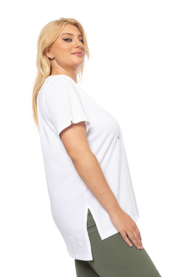 T-shirt με τύπωμα 'Happy Club' σε λευκό χρώμα