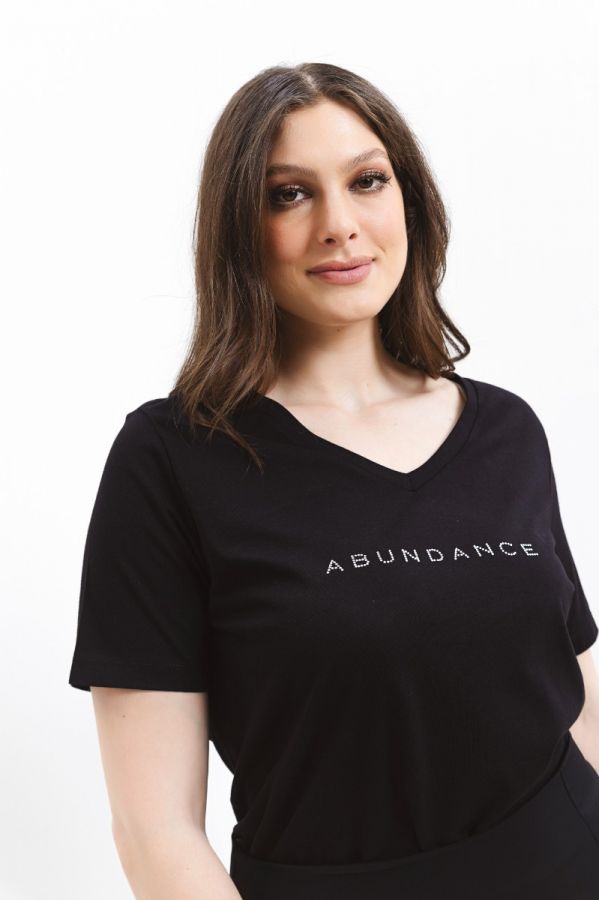 T-shirt με στρας 'Abundance' σε μαύρο χρώμα