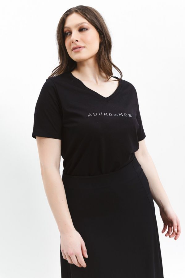 T-shirt με στρας 'Abundance' σε μαύρο χρώμα