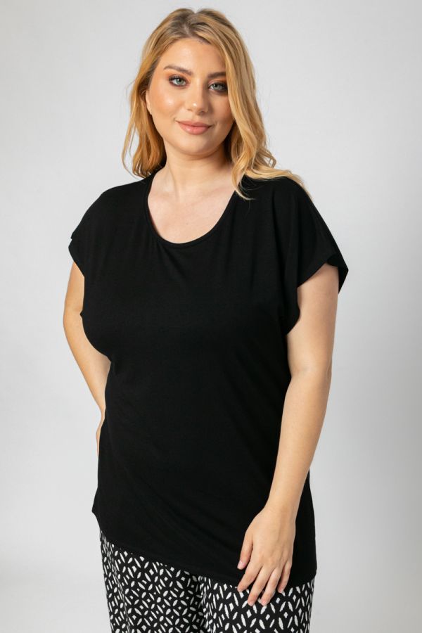 T-shirt με στρογγυλή λαιμόκοψη σε μαύρο χρώμα 1XL 2xl 3xl 4xl 5xl 