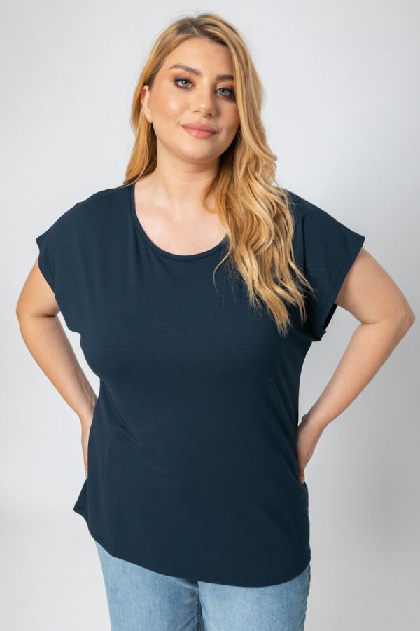 T-shirt με στρογγυλή λαιμόκοψη σε μπλε χρώμα