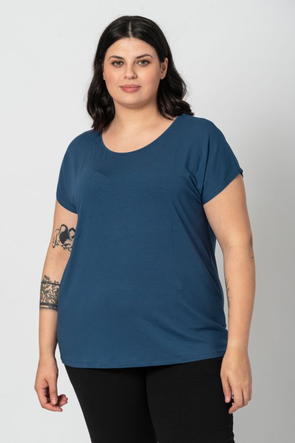 T-shirt με στρογγυλή λαιμόκοψη σε μπλε χρώμα