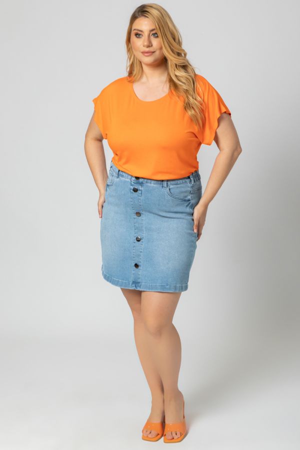 T-shirt με στρογγυλή λαιμόκοψη σε πορτοκαλί χρώμα 1xl 2xl 3xl 4xl 5xl 