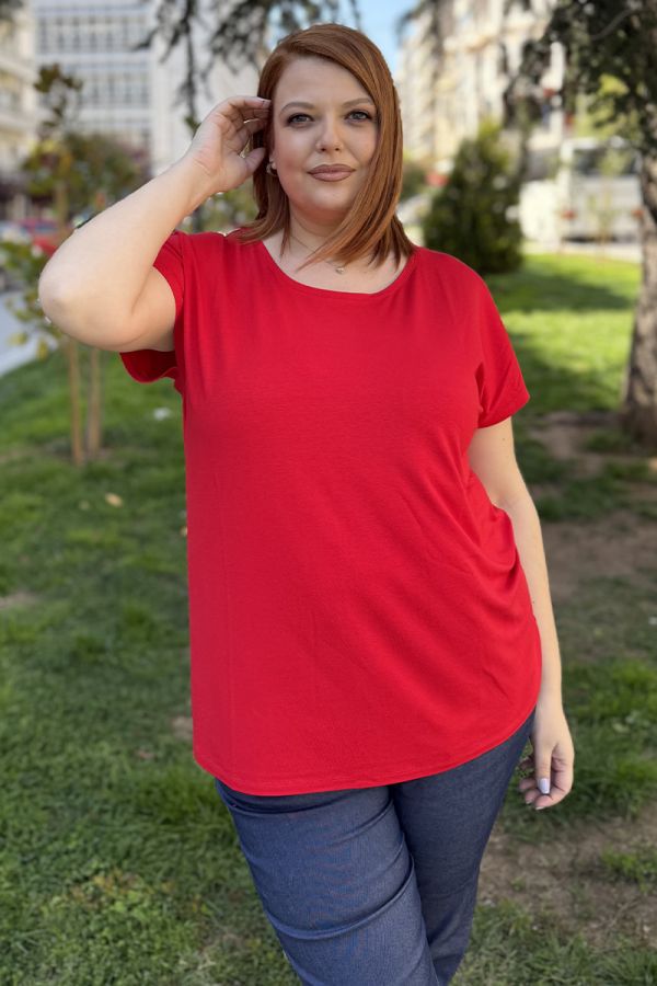 T-shirt με ζαπονέ μανίκι σε κόκκινο χρώμα