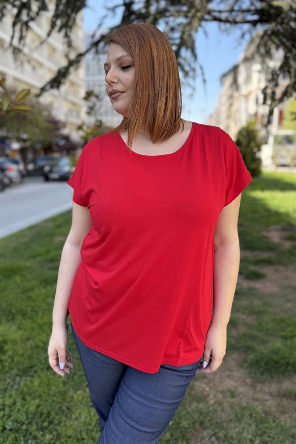 T-shirt με ζαπονέ μανίκι σε κόκκινο χρώμα