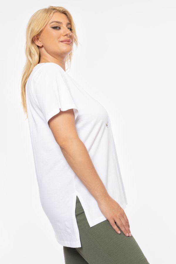 T-shirt με τύπωμα 'Happy Club' σε λευκό χρώμα
