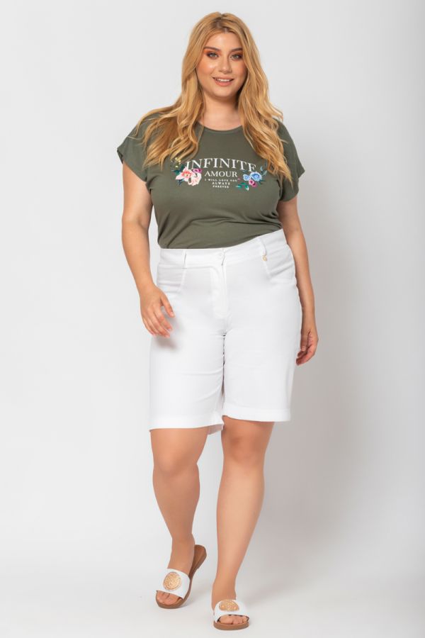 T-shirt με τύπωμα "Infinite Amour" σε χακί χρώμα