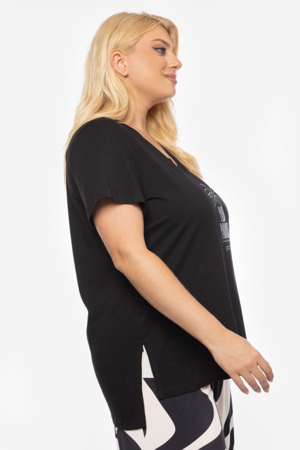 T-shirt με τύπωμα 'Palm Paradise' σε μαύρο χρώμα