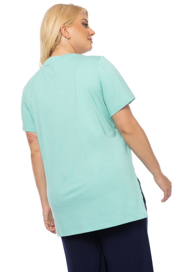 T-shirt με τύπωμα 'Palm Paradise' σε άκουα χρώμα