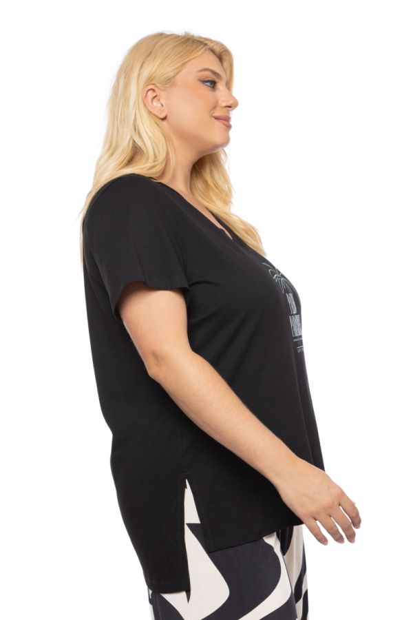 T-shirt με τύπωμα 'Palm Paradise' σε μαύρο χρώμα