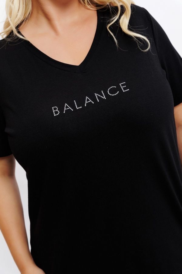 T-shirt με στρας τύπωμα 'balance' σε μαύρο χρώμα