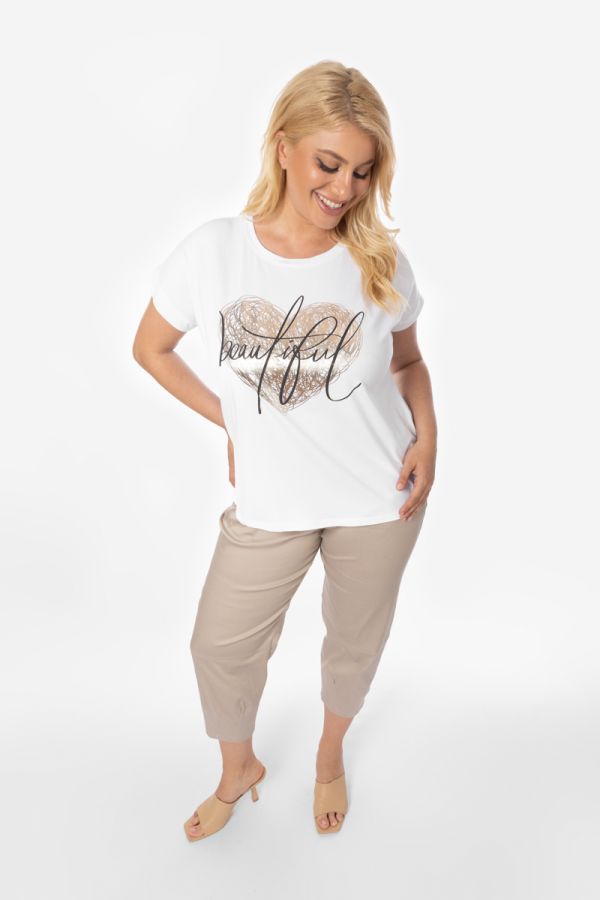 T-shirt με τύπωμα καρδιά σε λευκό χρώμα
