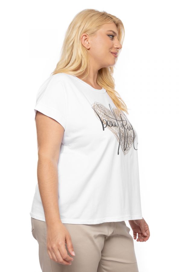T-shirt με τύπωμα καρδιά σε λευκό χρώμα