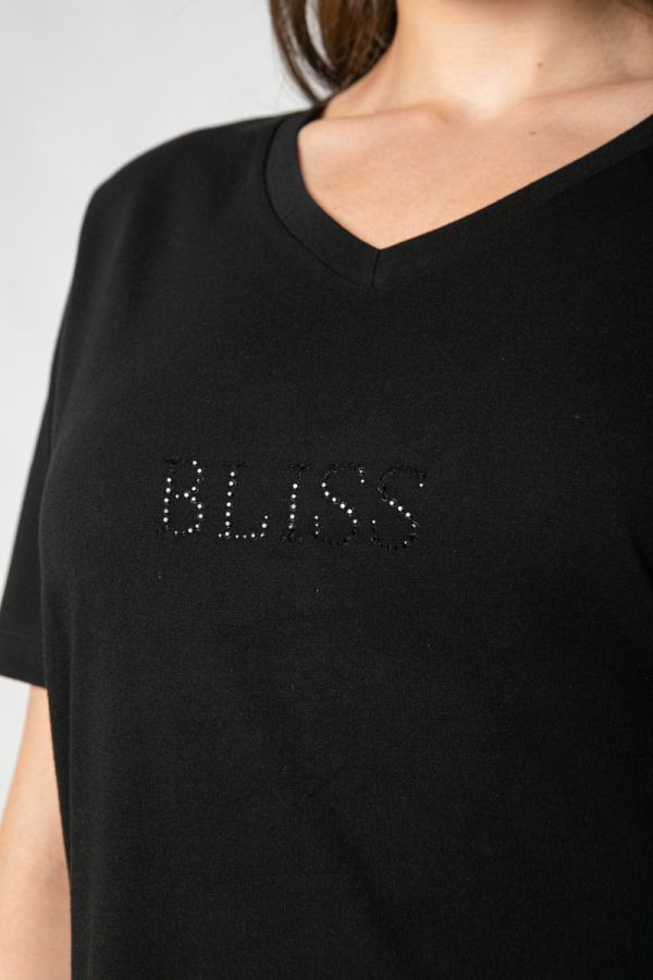 T-shirt με τύπωμα στρας 'Bliss' σε μαύρο χρώμα