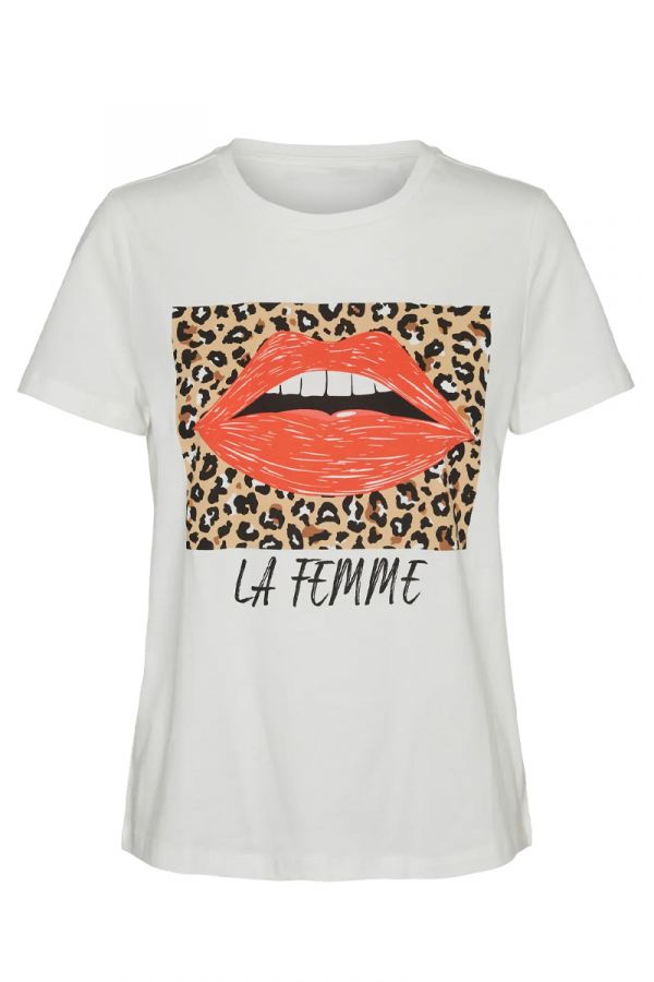 T-shirt με τύπωμα χείλη σε λευκό χρώμα 
