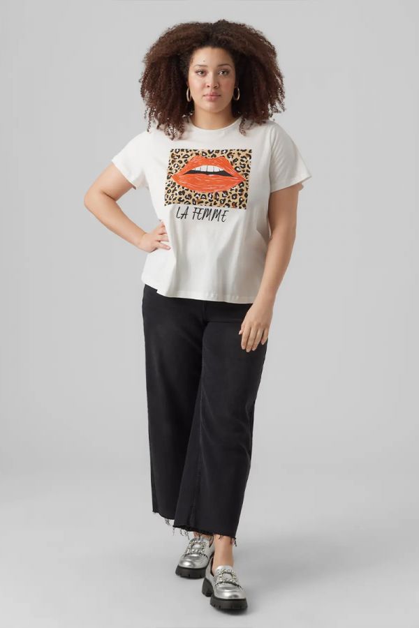 T-shirt με τύπωμα χείλη σε λευκό χρώμα 