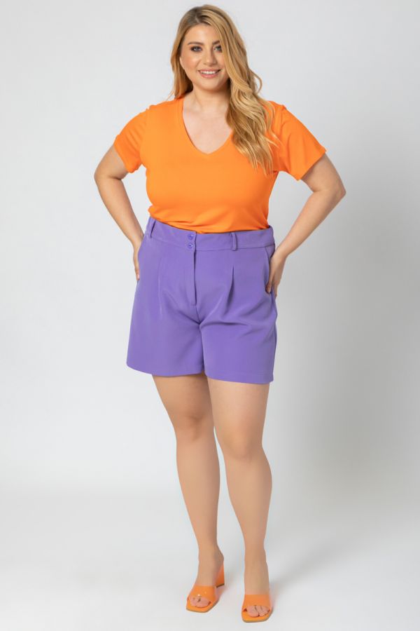 T-shirt με V λαιμόκοψη σε πορτοκάλι χρώμα 1xl 2xl 3xl 4xl 5xl 