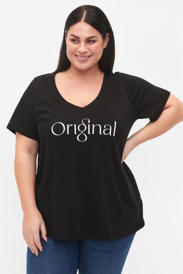 T-shirt μπλούζα με τύπωμα 'Original' σε μαύρο χρώμα 1xl 2xl 3xl 4xl 5xl 