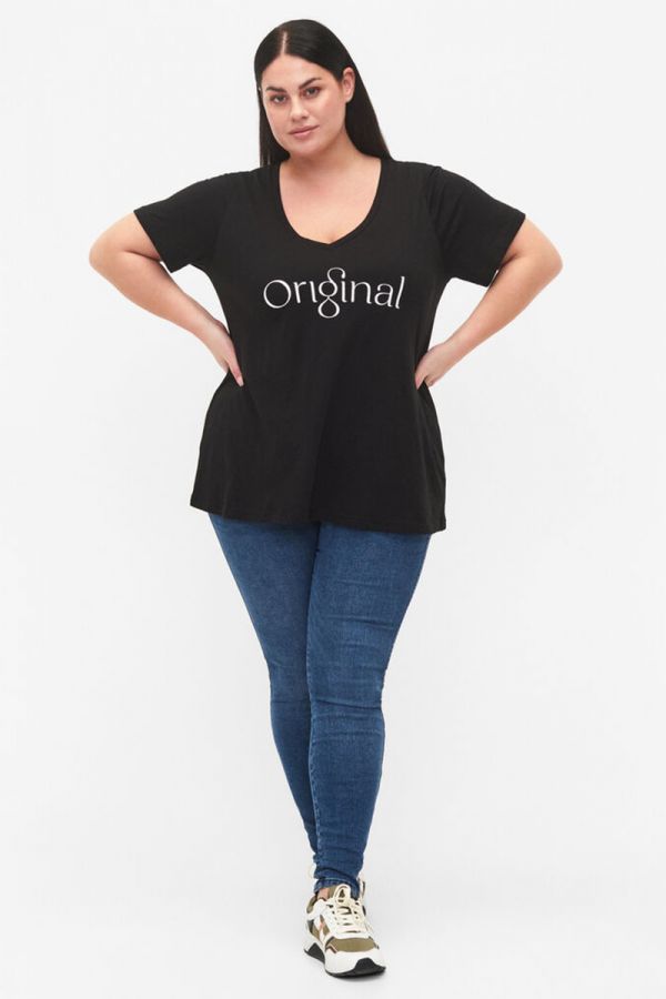 T-shirt μπλούζα με τύπωμα 'Original' σε μαύρο χρώμα